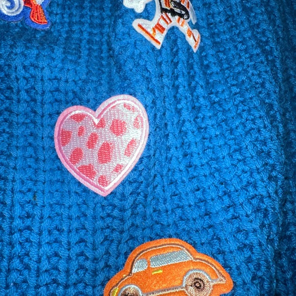 FREE PEOPLE Size M Oversized Sweater Swim Too Deep Mykonos Blue CUSTOMIZED - Picture 14 of 15